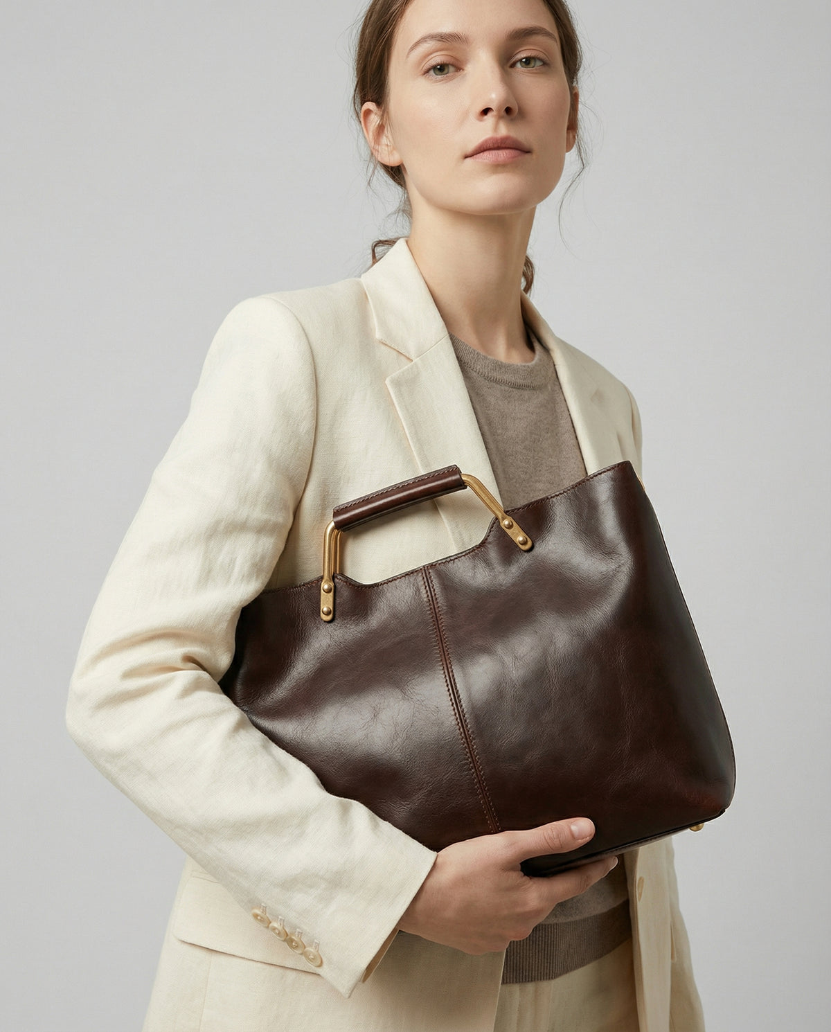 Structured Metal-Handle Tote