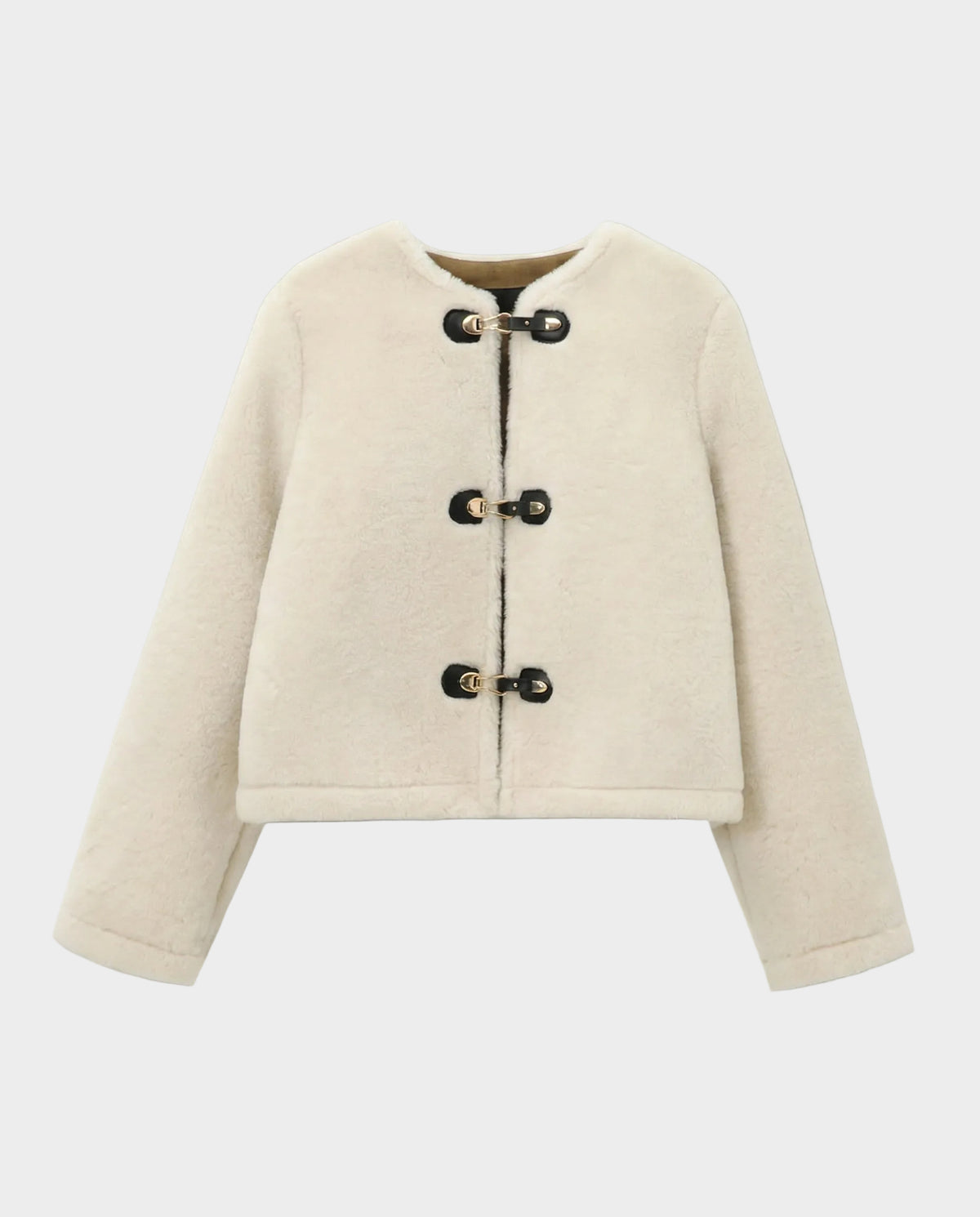 Ivory Toggle Shearling Jacket