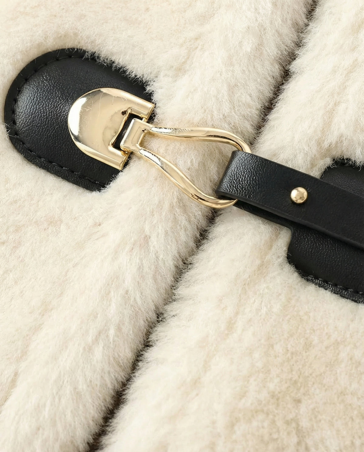 Ivory Toggle Shearling Jacket