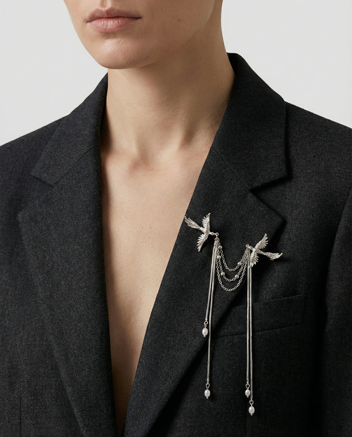 Twin Phoenix Chain Brooch